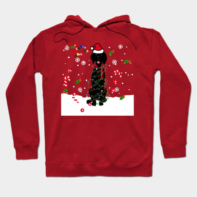 Black Christmas lab doggy with Christmas pattern Hoodie by Mermaidssparkle